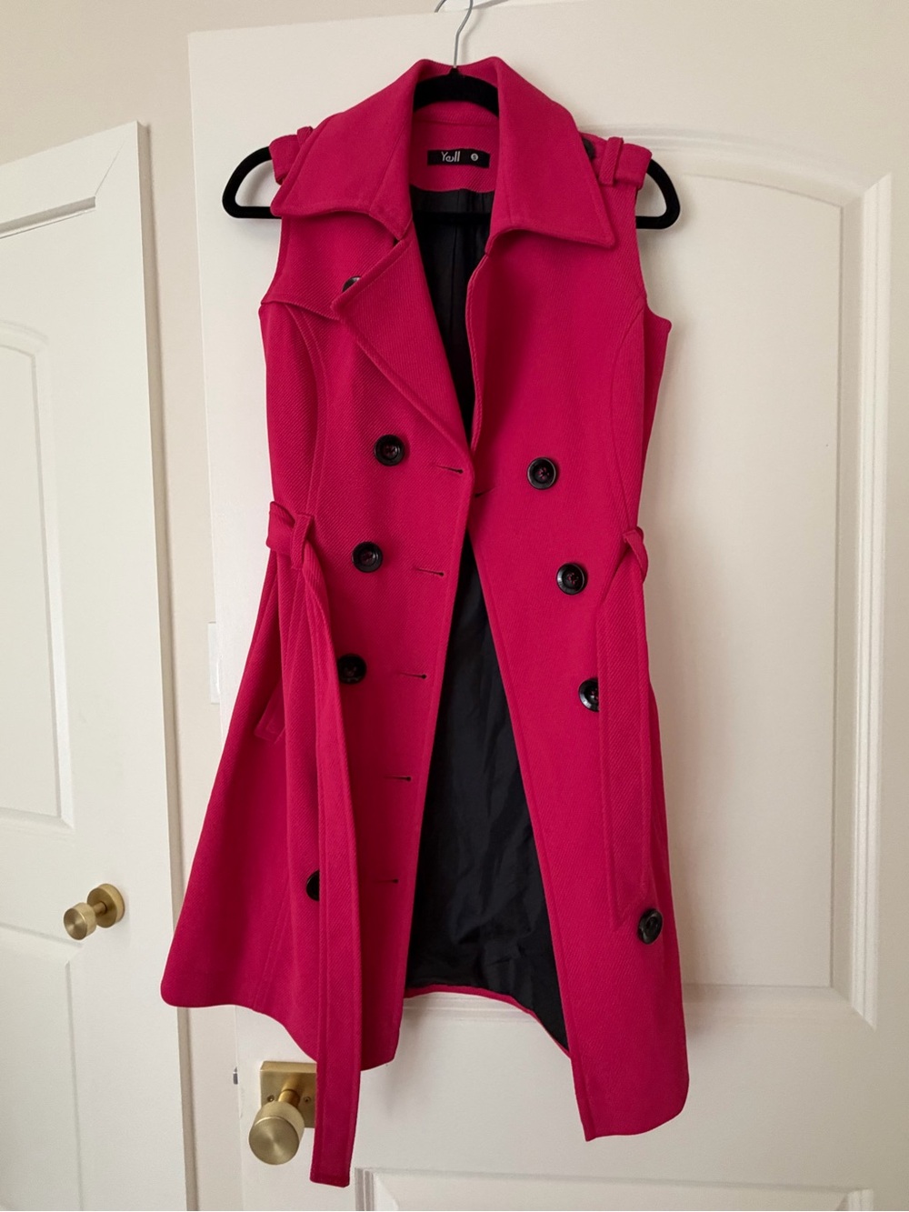 Sleeveless Double-Breasted Pink Trench Dress
